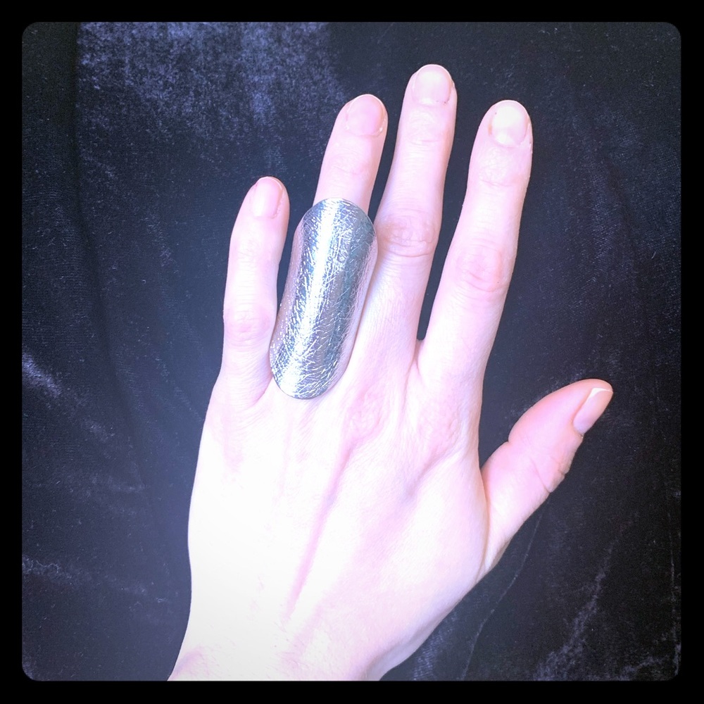 Silver tone statement ring